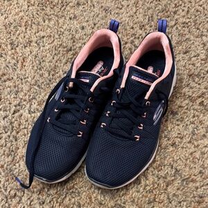 Skechers Women's Navy and Coral Sneakers